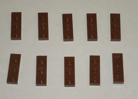 LEGO NEW 1x3 Reddish Brown Plate (10x) 4211152 Brick 3623