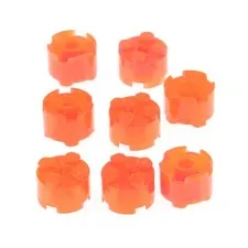 8x lego Construction Stone Round 2x2x1 Transparent Neon Orange Axis Hole 6273156
