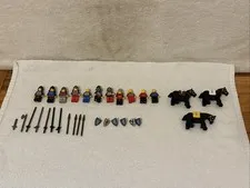 LEGO Vintage Lion Knights Minifigure Lot Castle Horse Weapons Shields Weapons