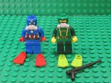 Lot 2 Lego Marvel Super Heroes Minifigs Captain America + Hydra Diver 76048 HA84