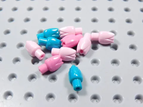 LEGO Lot of 10Tulips Flowers Minifig Pink Dark Pink Bright Bluish Green BS