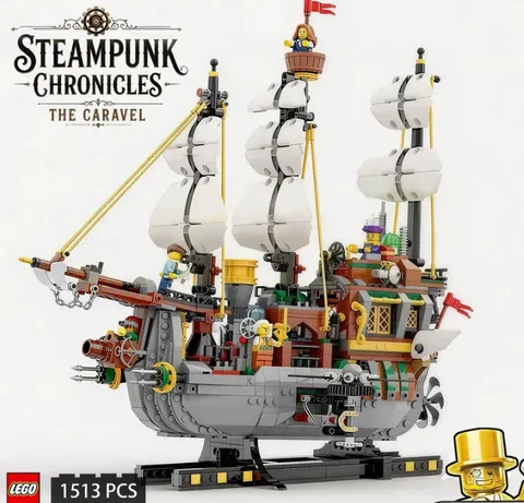 LEGO MOC Steam-punk airship "Caravelle" parts package 1485 pieces