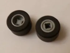 Lego x2 Lt. Gray Wheel, Rubber Slick, 8mmx9mm, Holder Notch, 74967c01 (028-132)