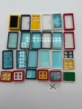 LEGO Bulk lot of 25 Doors Windows frames city town white yellow black red #X