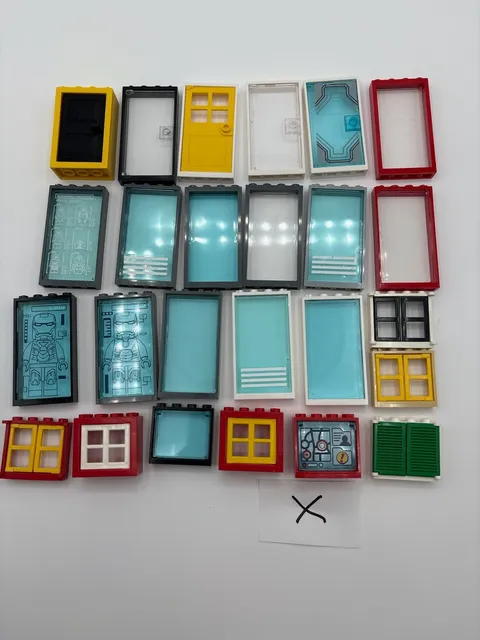 LEGO Bulk lot of 25 Doors Windows frames city town white yellow black red #X