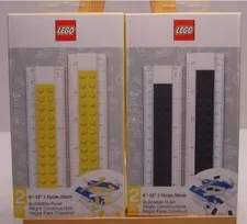 LEGO BUILDABLE RULERS 6-12 INCH LOT OF 2 YELLOW & BLACK NEW IN BOXES