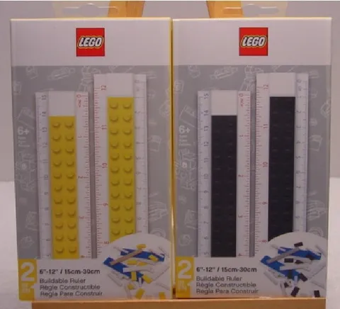 LEGO BUILDABLE RULERS 6-12 INCH LOT OF 2 YELLOW & BLACK NEW IN BOXES