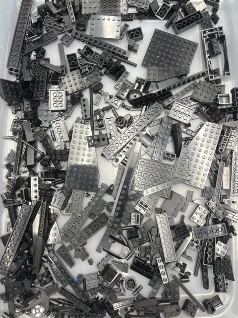 1 lb. Bulk Mixed Black Legos - standard blocks and unique pieces (Lot I)