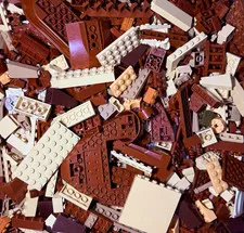 LEGO +200pc Brown & Tan Bulk Lot Mixed Bricks Plates and Pieces *CLEAN*