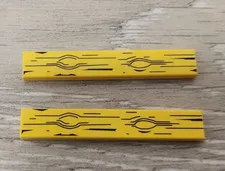 Lego 6636px1 6636 Yellow Tile 1 x 6 with Black Wood Grain Pattern Piece Lot Of 2