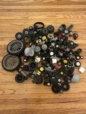 2 Pounds Bulk Lot of Lego Wheels, Tires, other Related Wheel Parts