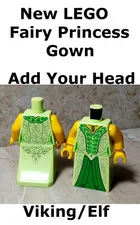 New LEGO Fairy Princess Elf Dress Legs Skirt Torso Body ADD YOUR HEAD Green Girl