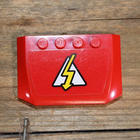 LEGO City Red Wedge 4x6x2/3 Triple Curved Yellow Electricity Symbol Sticker