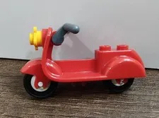 LEGO Red Scooter Motorcycle Vespa Moped w/ Gray Handlebars City Town Vehicle