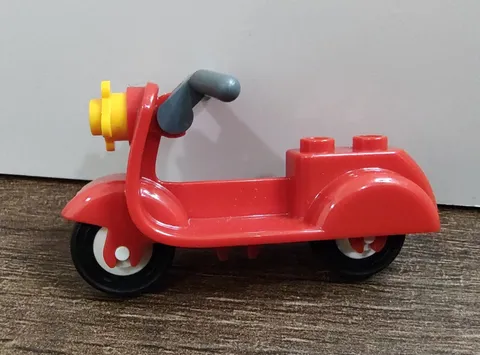 LEGO Red Scooter Motorcycle Vespa Moped w/ Gray Handlebars City Town Vehicle