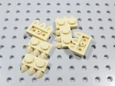 LEGO Lot of 6 Tan 1x2 Modified Plates w/ 3 Teeth Claws BQ