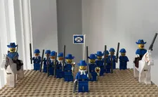 Vintage LEGO Wild West Union Soldier Cavalry Army Lot Horses Flag Gold Bugles