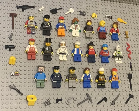 LEGO Minifigures Lot 20 People Fireman Police City Guys Men Girl Town Monster