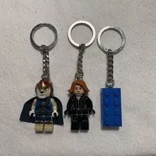 Bulk Lot of 3x LEGO Mixed Minifigure Keyrings Chima Black Widow Blue Brick