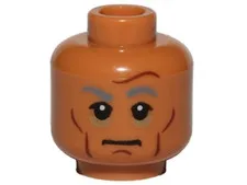 LEGO Medium Nougat Minifigure, Head Dark Bluish Gray Eyebrows, Dark Tan Bags und