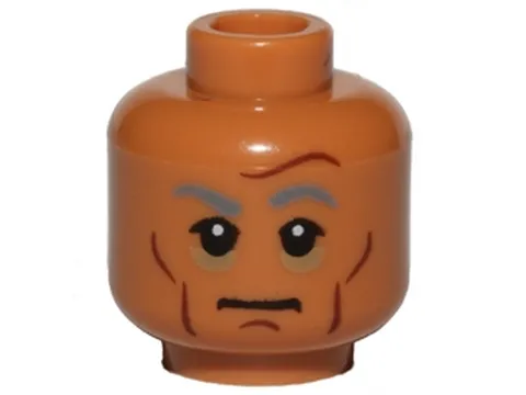 LEGO Medium Nougat Minifigure, Head Dark Bluish Gray Eyebrows, Dark Tan Bags und
