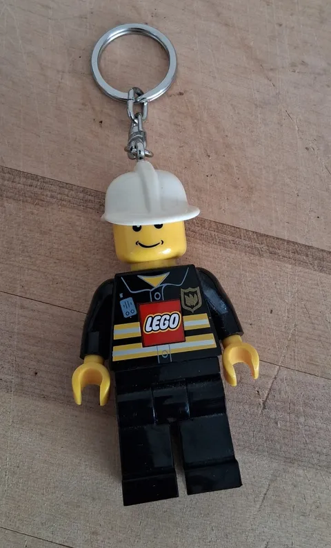 Lego Minifigure Firefighter LED Key Chain, Flashlight Mini Torch 3" Tall