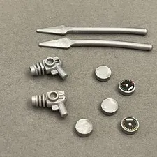 Lego 93789 4497 98138 13608 87993 Silver Gray Replacement Parts Pieces Lot of 9