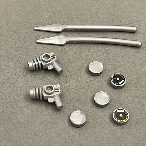 Lego 93789 4497 98138 13608 87993 Silver Gray Replacement Parts Pieces Lot of 9