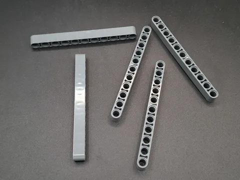 LEGO - 5x - Technic - Lift Arm Thick - 1x11 - Dark Grey - Grey - 32525