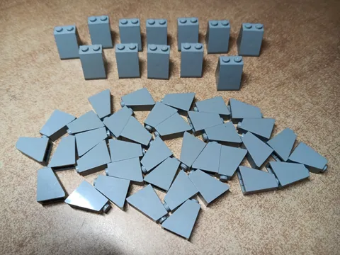 LEGO BULK LOT OF 49 LIGHT BLUISH GRAY SLOPE BRICKS 65° 2X1X2 2X2X2