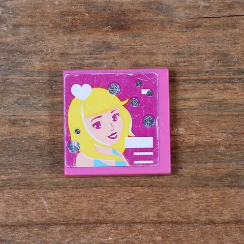 LEGO Friends Heartlake Hair Salon Poster Tile 2x2 Dark Pink 3068pb0915 Scratched
