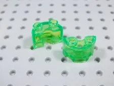 LEGO Lot of 2 Trans Bright Green 1x2x1 Half Cylinder Panels BT