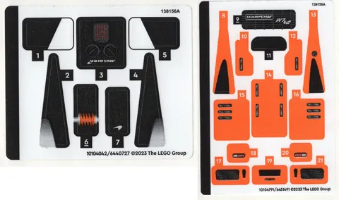 LEGO STICKER SHEET 1+2 76918 MCLAREN SOLUS GT & MCLAREN F1 LM Set New