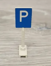 Lego 675px1 White Road Sign Square Tall Parking Capital Letter P on Blue READ