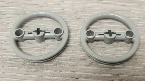 Lego 3736 Old Light Gray Technic Steering Pulley Large Replacement Part Lot Of 2