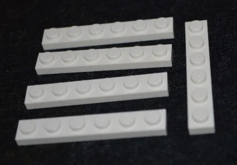 (5) 1x6 White Standard Plate Bricks ~ New Lego Parts ~