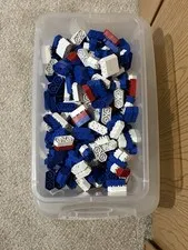 Lego Vintage Red White & Blue Lego Bulk  2 Lbs 88 Oz Weight /Washed