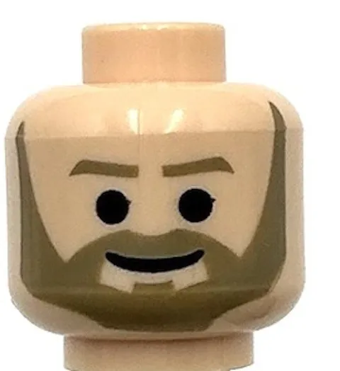 Lego New  Light Nougat Minifigure Head Beard Brown Black Pupils and Frown Part