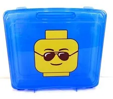 Lego Storage Project Case Suitcase Box Iris Tray Blue Sunglasses Face 12x13x3"