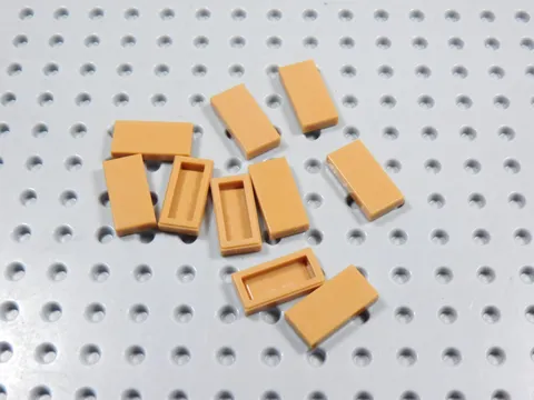 LEGO Lot of 10 Medium Nougat 1x2 Smooth Tiles Plates BK