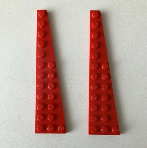 LEGO 2x NEW Pieces Plate 3x12 w/ Angle/Wedge Right RED #47398