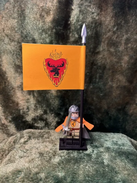 1x 54mm MINI GOT STANNIS BARATHEON + 1x Banner on Genuine LEGO Flagpole + Base