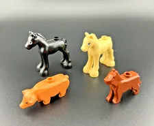 LEGO Minifigures Farm Animal Nougat Pig, Dog, Friends Black and Tan Horse Foals