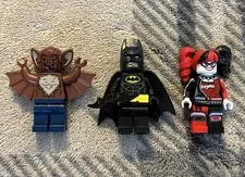 LEGO Lot of 3 Batman, Man-Bat, & Harley Quinn Minifigure From LEGO Batman Movie