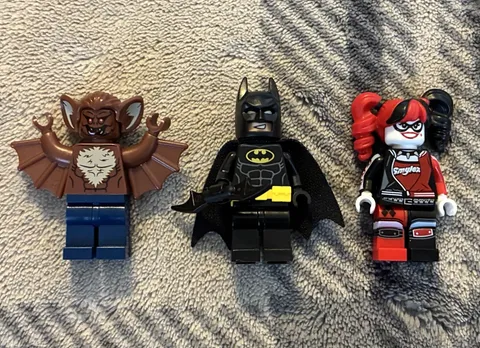 LEGO Lot of 3 Batman, Man-Bat, & Harley Quinn Minifigure From LEGO Batman Movie