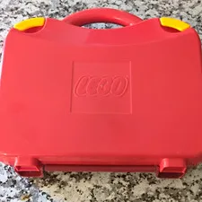 LEGO Red Plastic Carrying Case w/ Handle, Yellow Latches, 6 Compartments