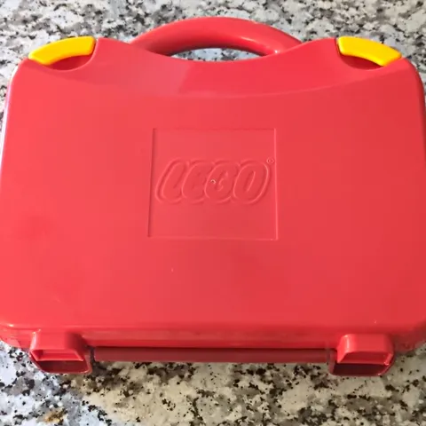 LEGO Red Plastic Carrying Case w/ Handle, Yellow Latches, 6 Compartments