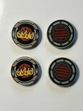 LEGO Tile Round 2x2 Yellow and Black Vent Lines in Red Circle Plates SW Podracer