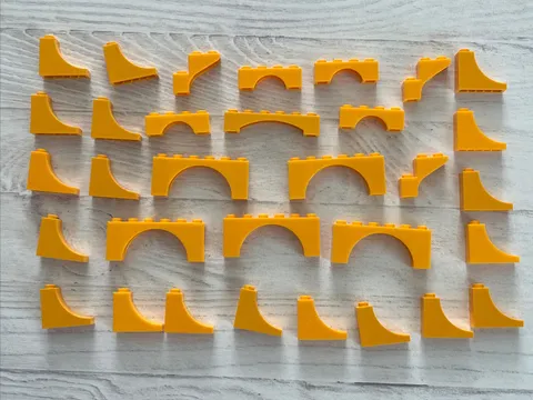 LEGO BRIGHT LIGHT ORANGE LOT 32 PCS 1X6 1X4 1X3 ARCH SLOPE BRICK VARIETY