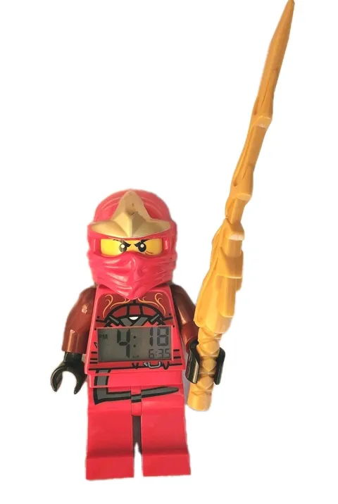 Tested Working LEGO Ninjago Red Ninja Kai Alarm Clock Minifigure w/ Gold Sword
